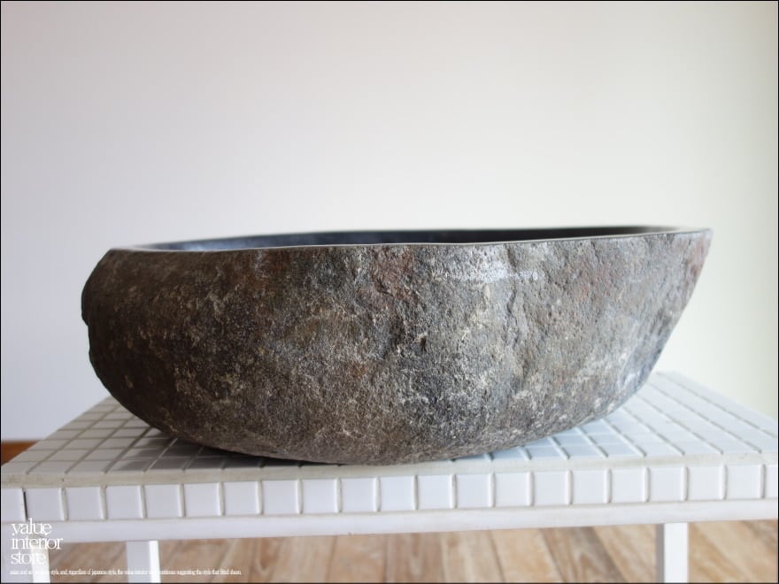 手洗鉢 自然石 洗面ボウルL-A93 洗面器 手洗いボウル 手洗い器 ウォッシュボウル 洗面資材 洗面材料 W53 x D42.5 x H16cm idawash