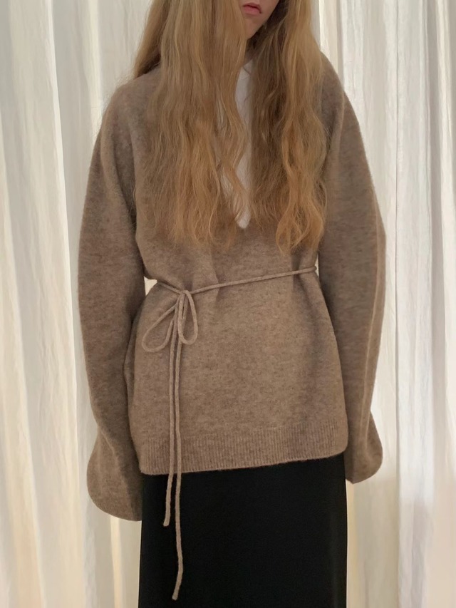 (OUNCE) yark string v neck knit /2color