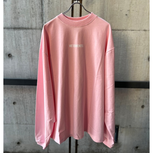 VETEMENTS  LOGOLABELLONGSLEEVE  PINKWHITE