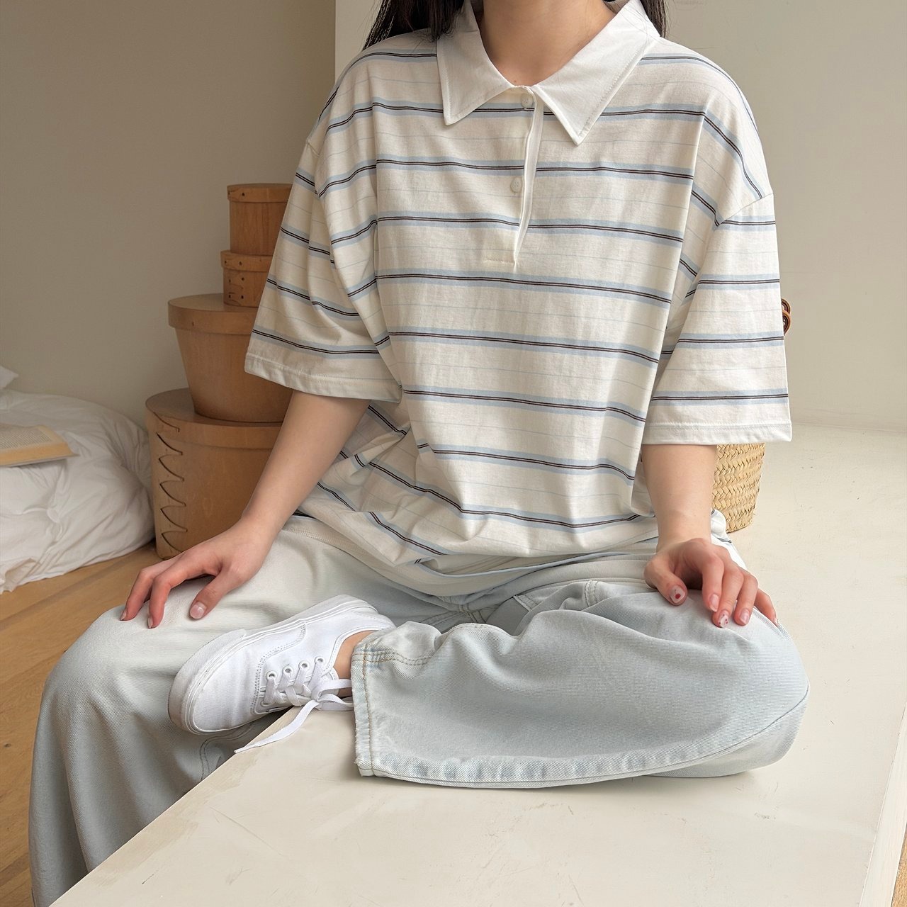 [ninibello] ADULT) Pokey Collar Tee / [니니벨로] ADULT)포키카라티