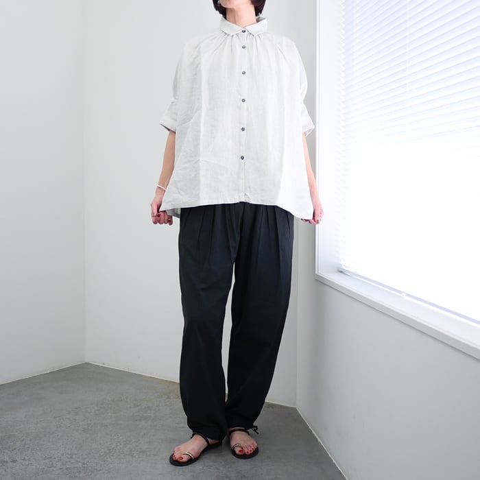 Honnete オネット ハーフスリーブギャザーブラウス Honnete（オネット） ハーフスリーブギャザーシャツ[HO-S2] | tile