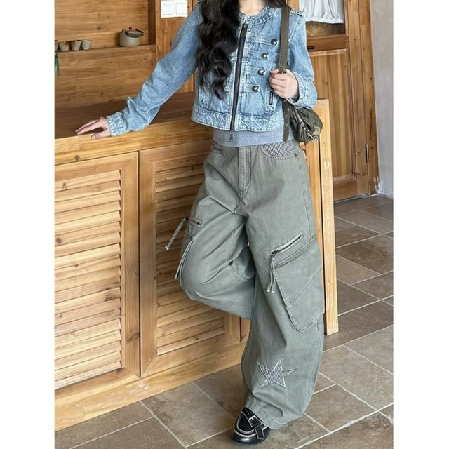 ノーカラークロップドナポレオンデニムジャケット 2col R02714