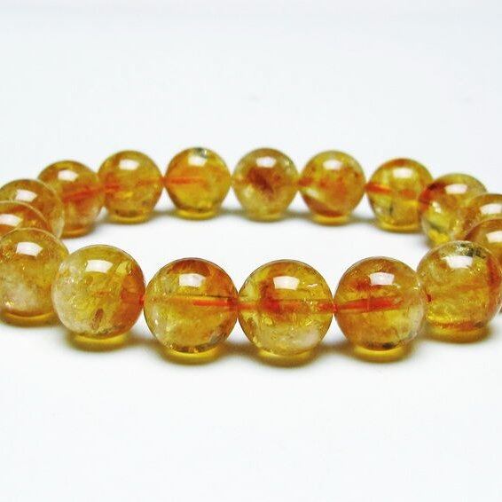 シトリンクォーツ ブレスレット 虹入り 12mm シトリン ブレス 一点物 メール便可 [M便 1/10] 111-46188