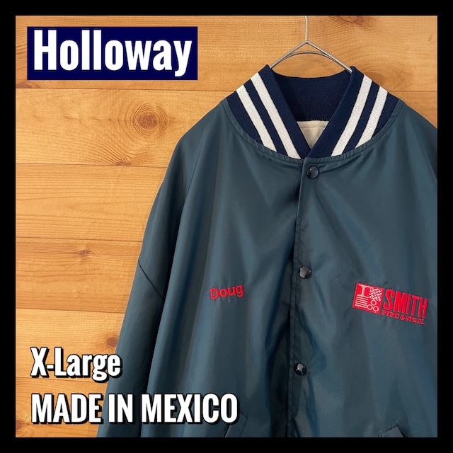 【Holloway】企業系 ナイロンスタジャン ワンポイント 刺繍ロゴ XL オーバーサイズ US古着