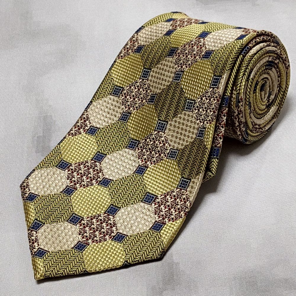 美品꧂ ダーバン ネクタイ ジャガード織 ペイズリー ゴールド イエロー