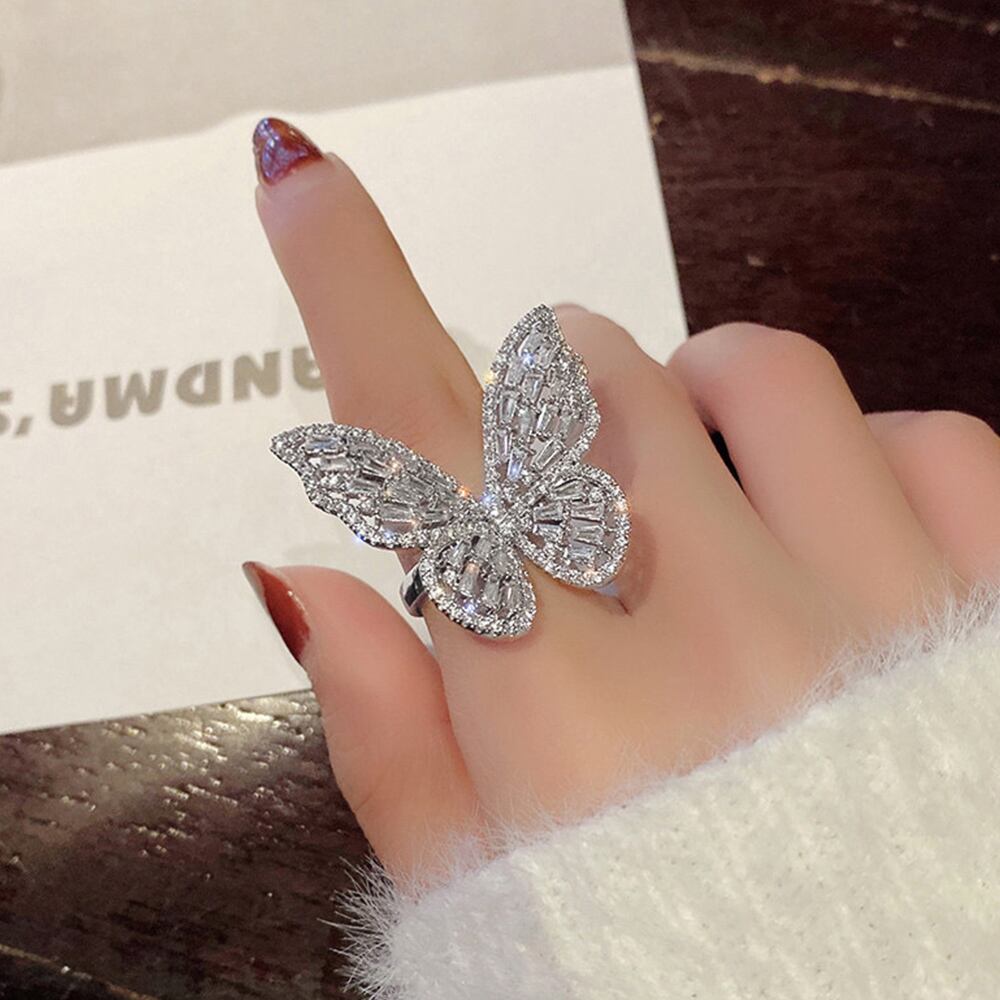 【日本倉庫即納】 大きめバタフライリング レディース 指輪