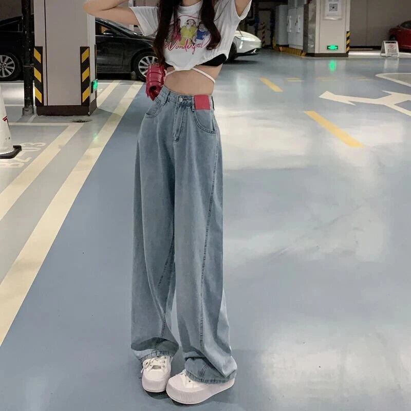 S-4Xl ストリートジーンズ女性 Y2K ウエストワイドパンツデニム S-4Xl ストリートジーンズ女性 Y2K ウエストワイドパンツデニム