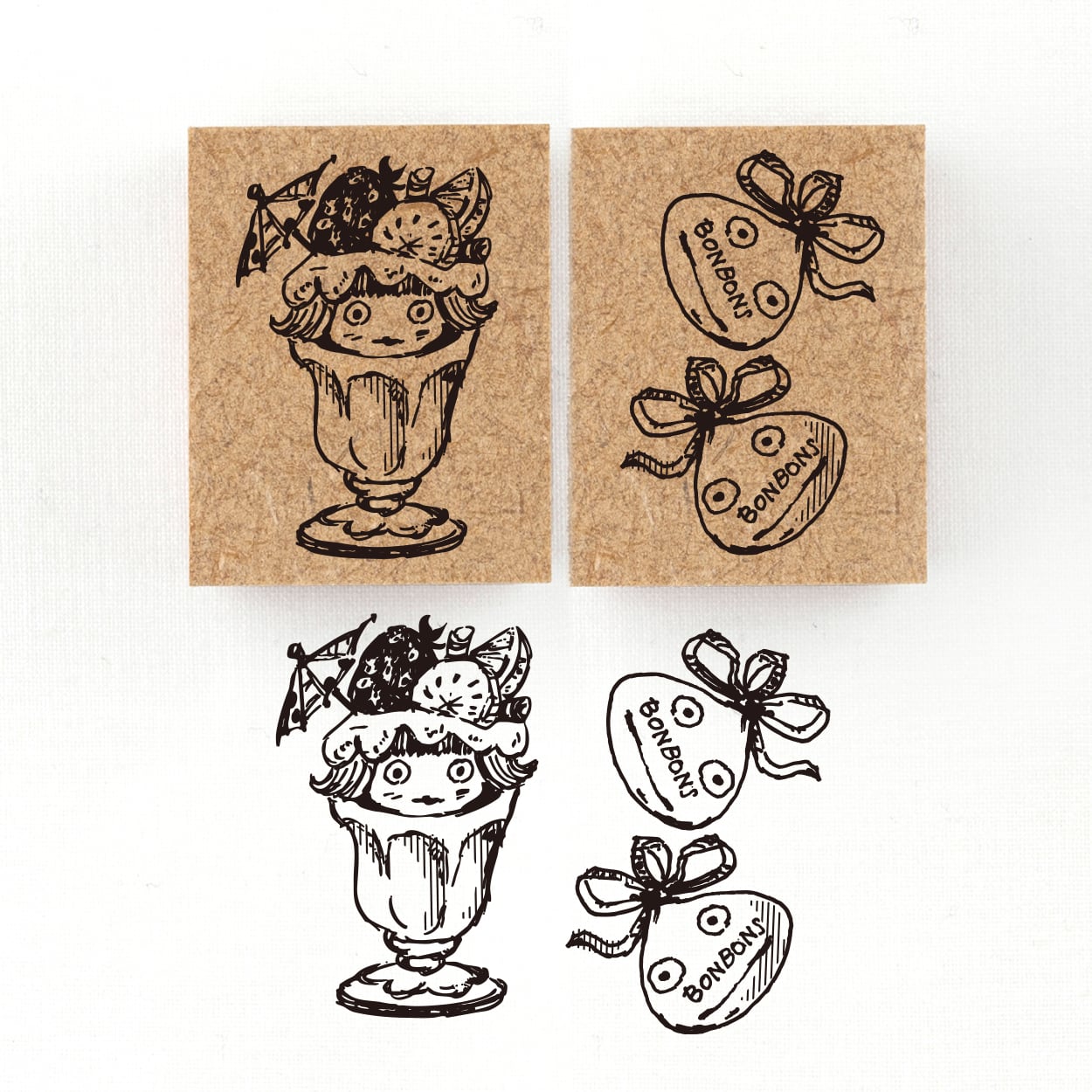 【12月入荷予定】『パラソルのパフェの精霊メル・パラソル』 物に宿る精霊オブジャニマ達のスタンプ スイーツの精霊シリーズ　26×34mm