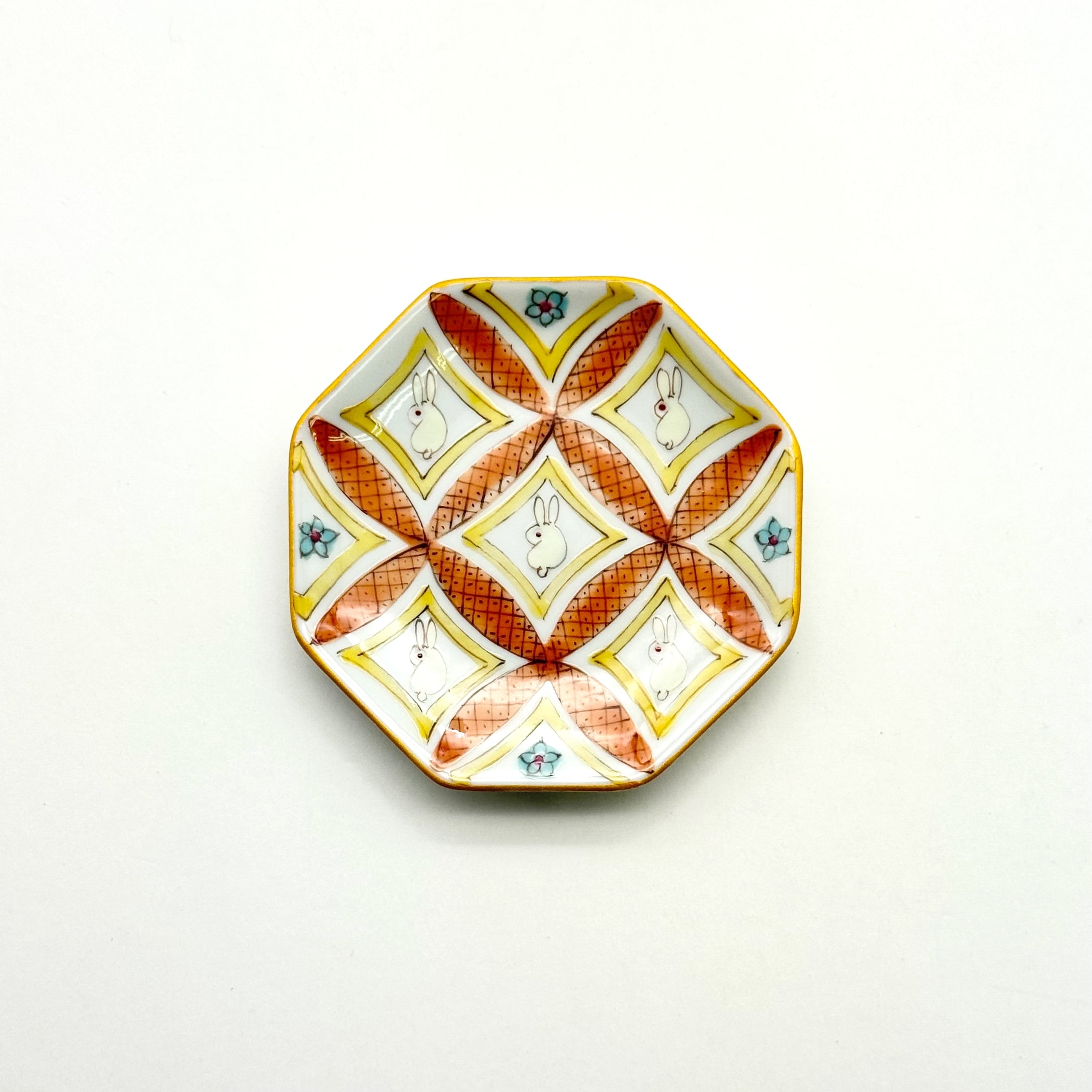 花＊花さま　お取り置き11／15まで　 うさぎ親子モチーフ　大皿 4.2号皿揃 花うさぎ