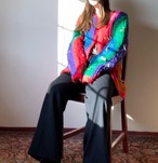 70s Block Pattern Knit Cardigan