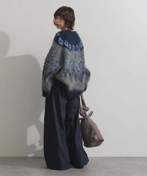 HD2510042 ノルディック柄シャギーニットプルオーバー charcoal