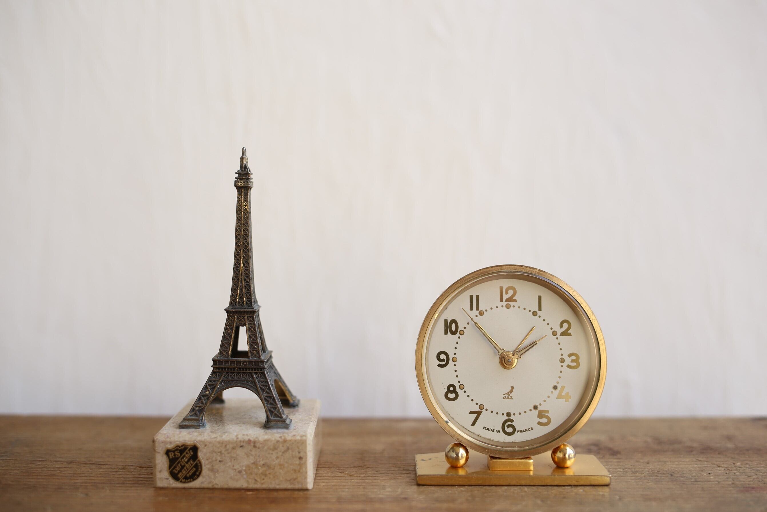 フランス アンティーク ヴィンテージ JAZ 目覚まし時計 ゴールド