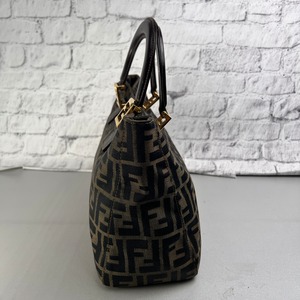 FENDI フェンディ ズッカ キャンバス ハンドバッグ ブラウン A-13700
