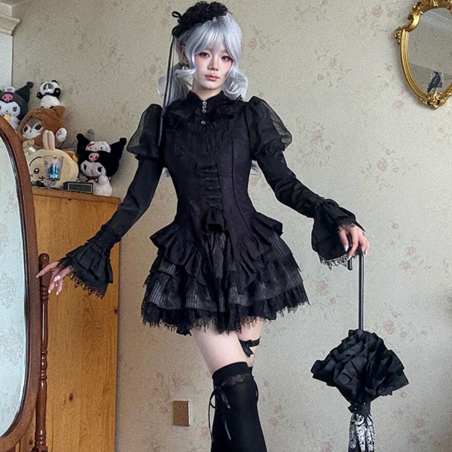 サブカル 服 地雷系 通販 【新作 予約商品】3層パニエ ふんわり サテン レース ペチコート ストライプ柄