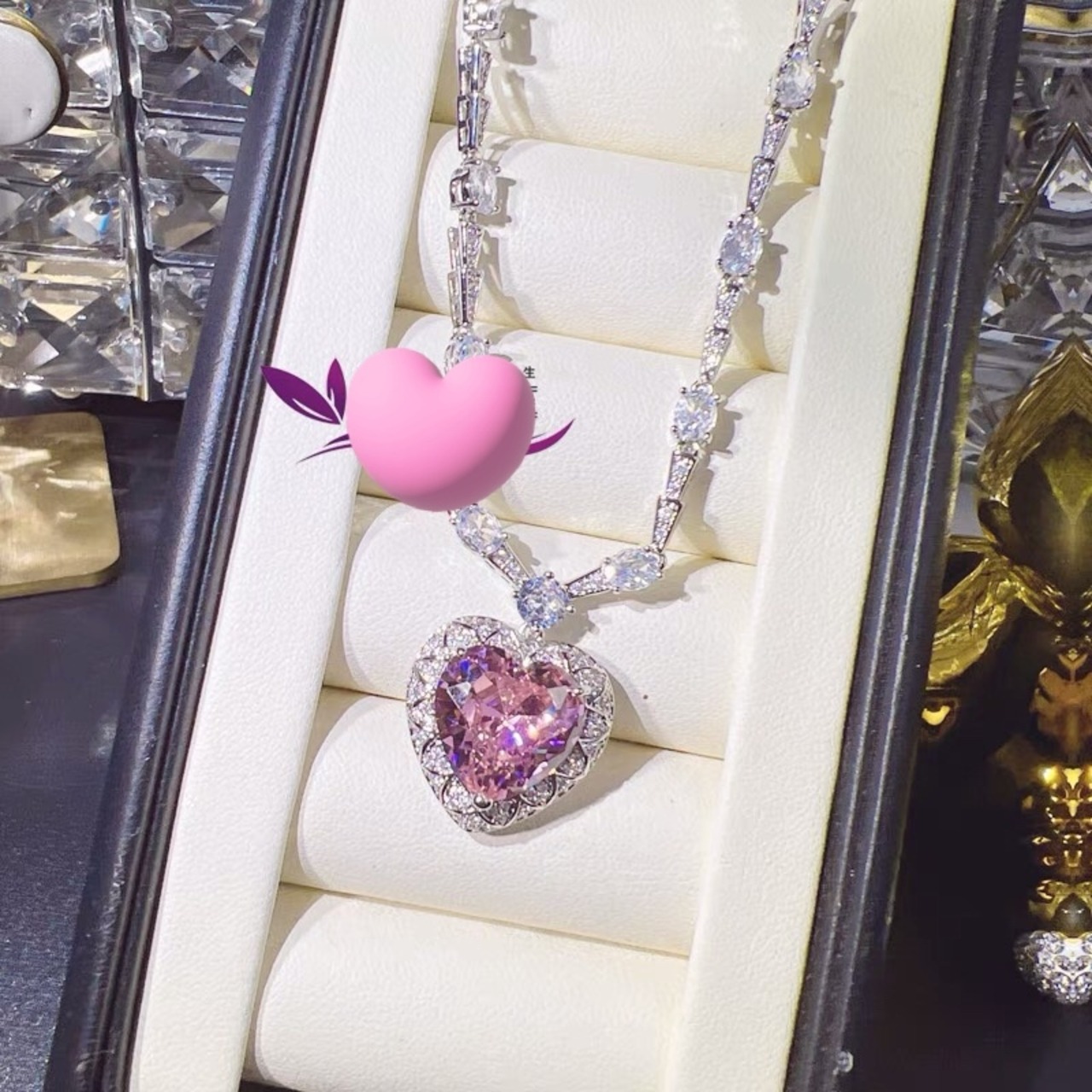 ピアス、ネックレスセット】ハート ピアス 花柄 フラワー ネックレス 