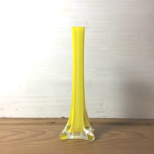 Yellowガラス レトロ花瓶 一輪挿し