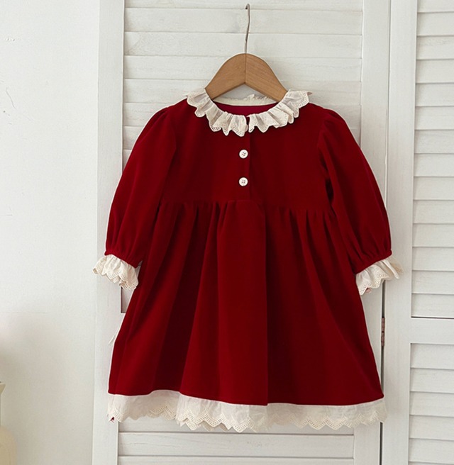 予約lace collar one-piece