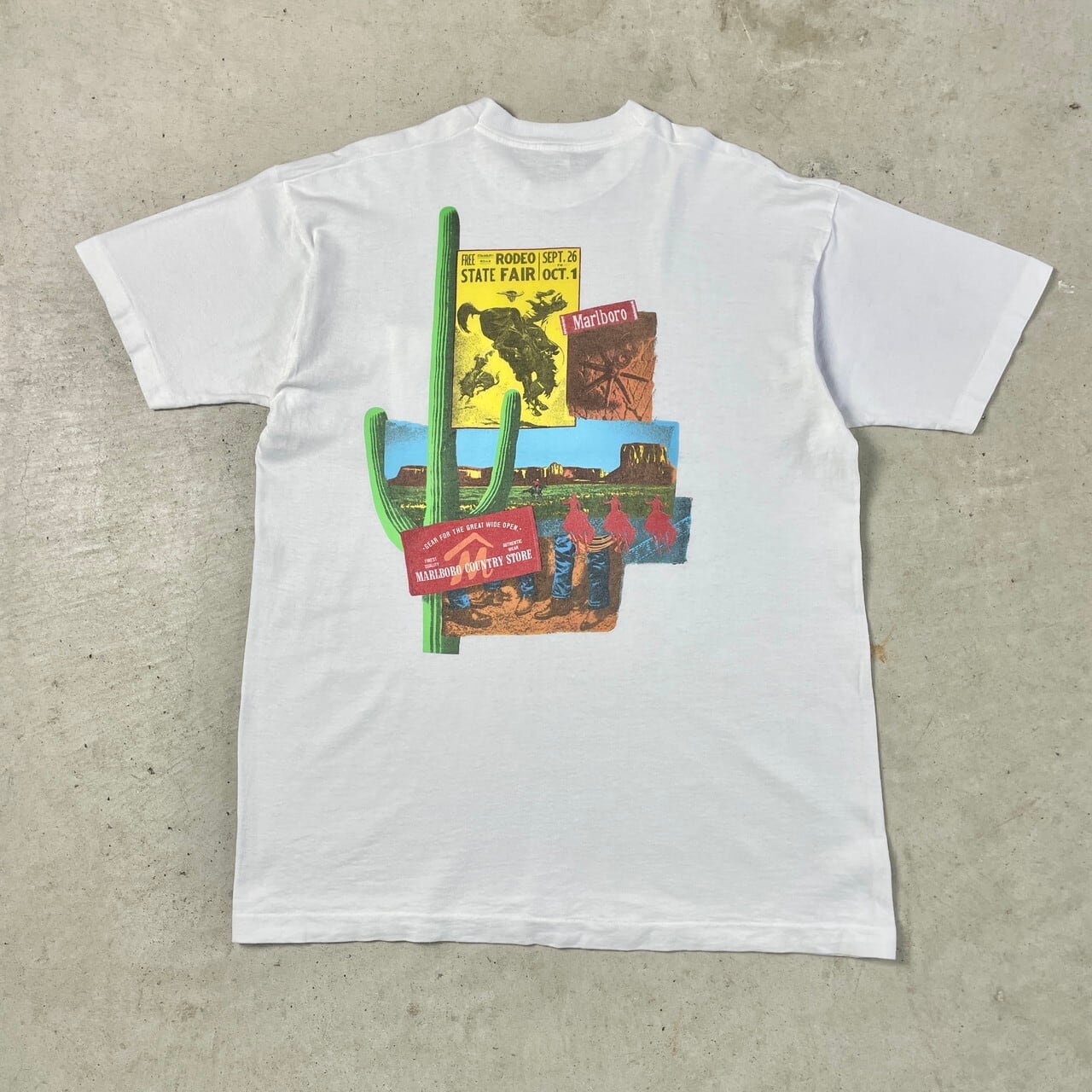 90s Marlboro マルボロ カウボーイ 企業ロゴ プリントTシャツ