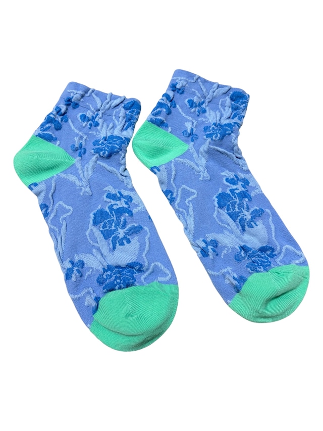 【solmu】お花 short socks(ブルー)