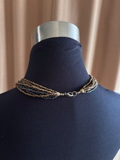 multi strand beaded shell pendant necklace-5145-8