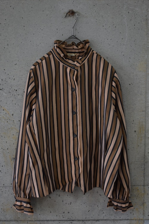 Striped Ruffled-Collar Blouse