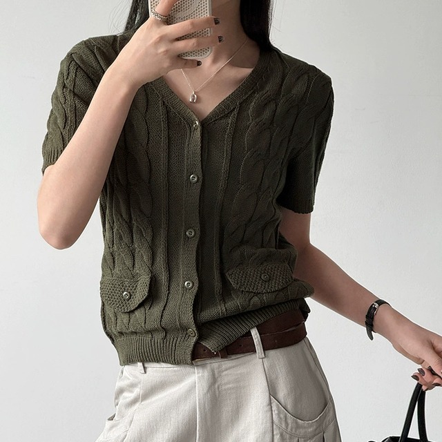 cable knit short sleeve top 14668