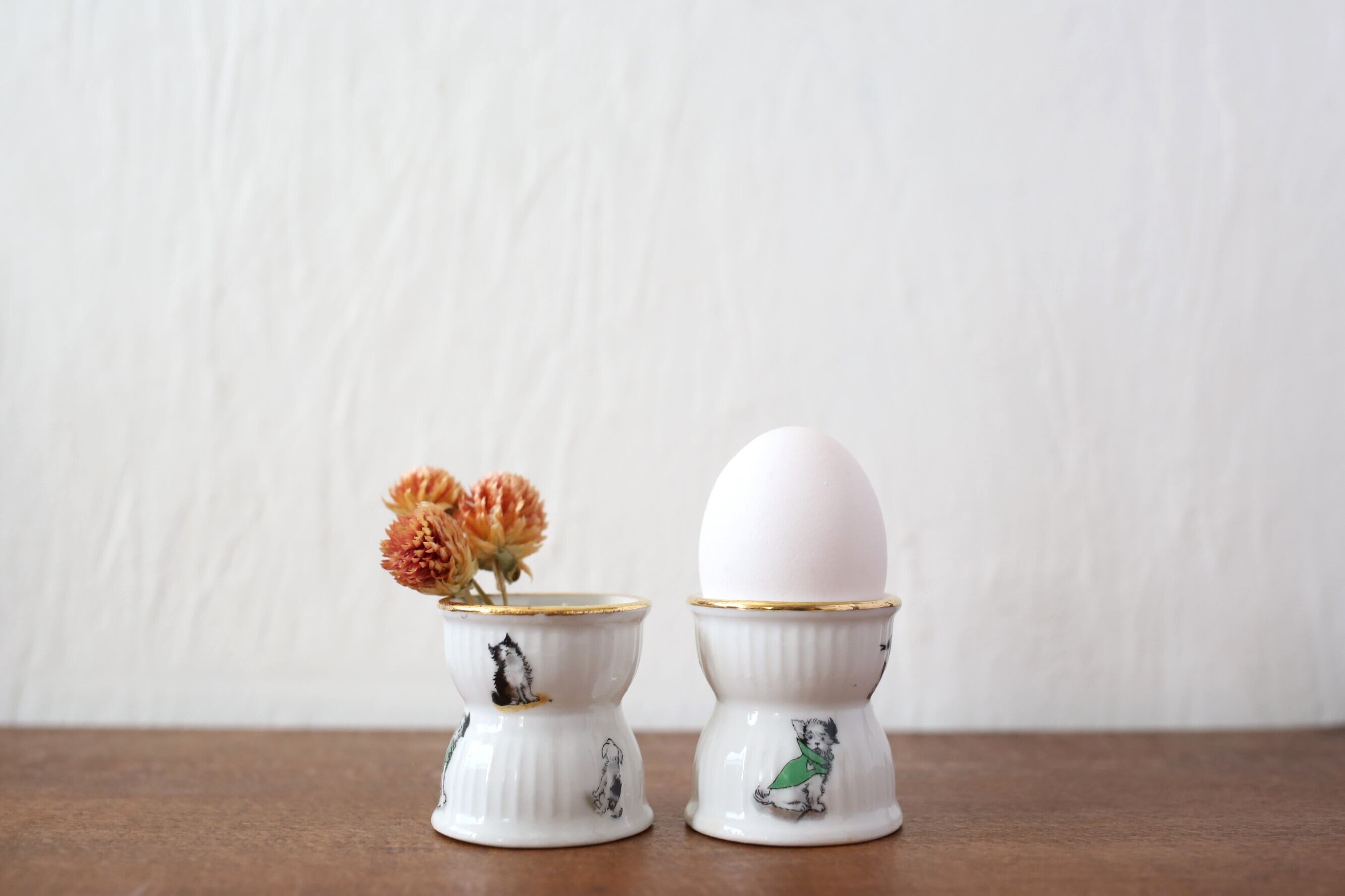 フランス アンティーク ヴィンテージ Coquetier エッグスタンド 動物柄 N-05062