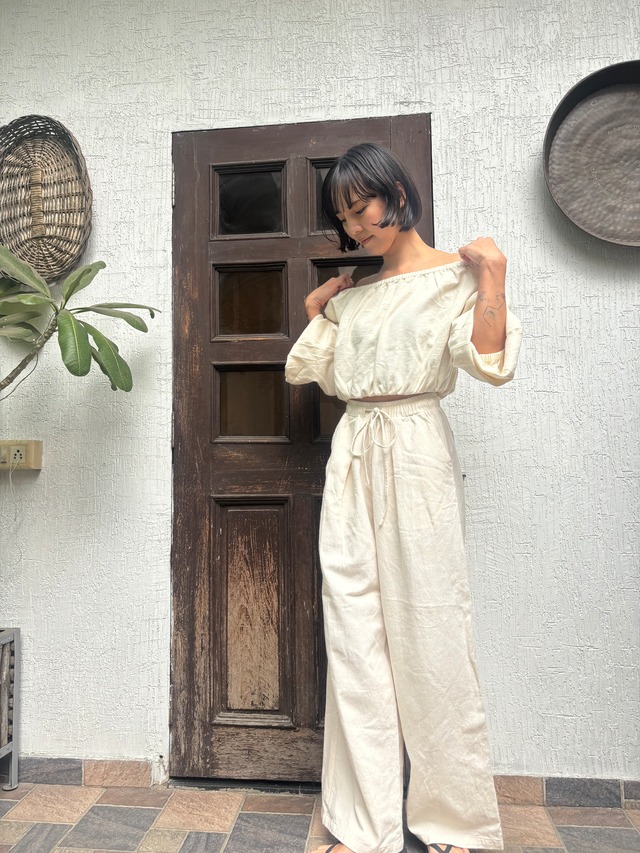 Organic Handloom Cotton Off-Shoulder Top