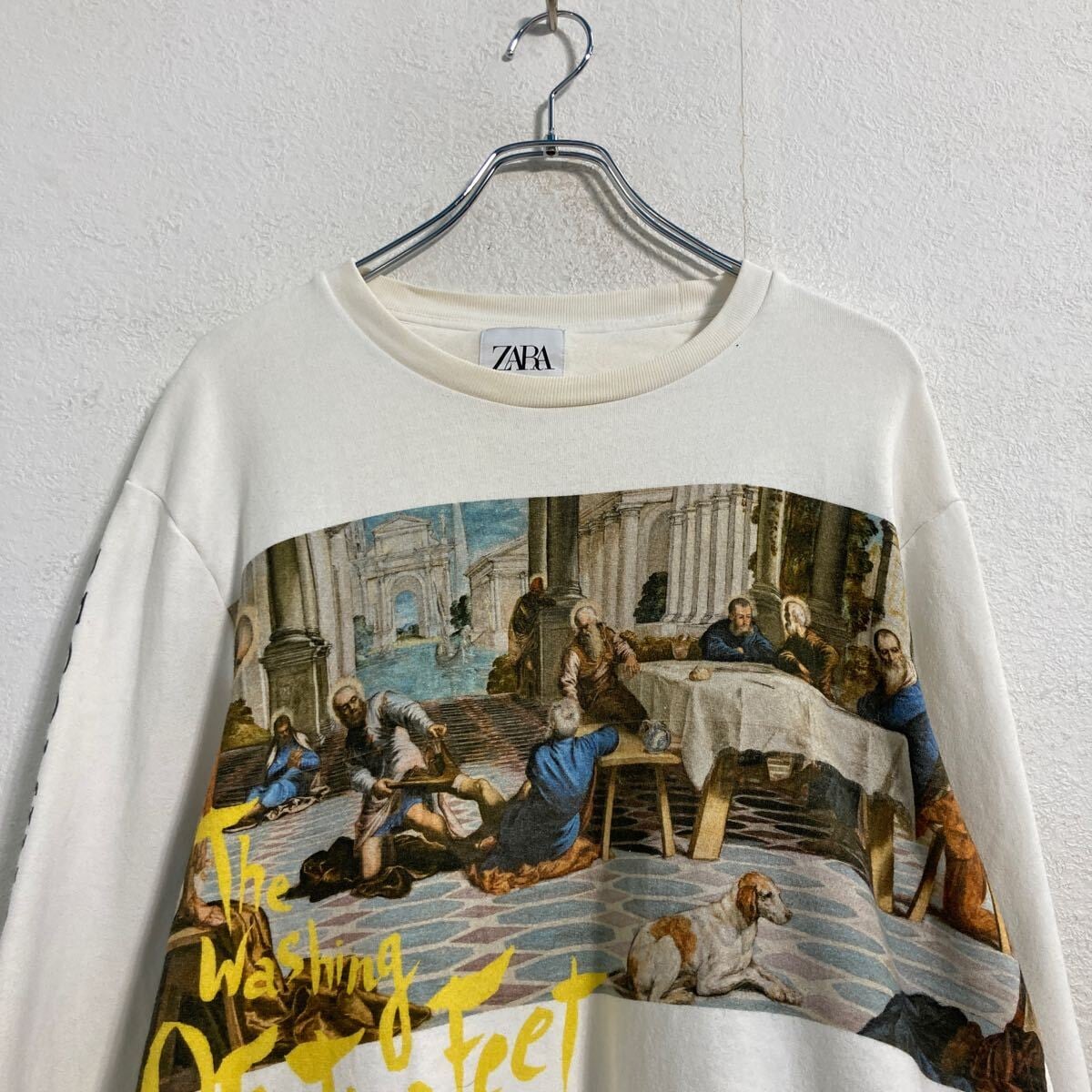 ZARA プリント スウェット トレーナー M ホワイト ザラ 絵画 ZARA プリント スウェット トレーナー M ホワイト ザラ 絵画
