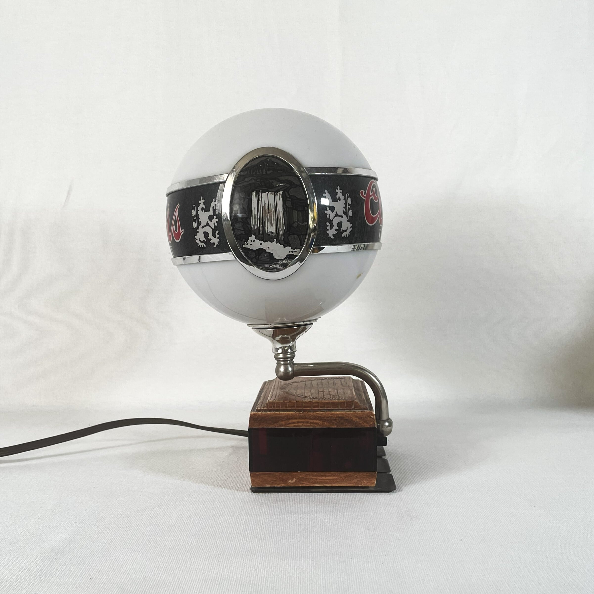 80s Coors Lighted Bar Lamp with Clock Base | YUH ANTIQUE