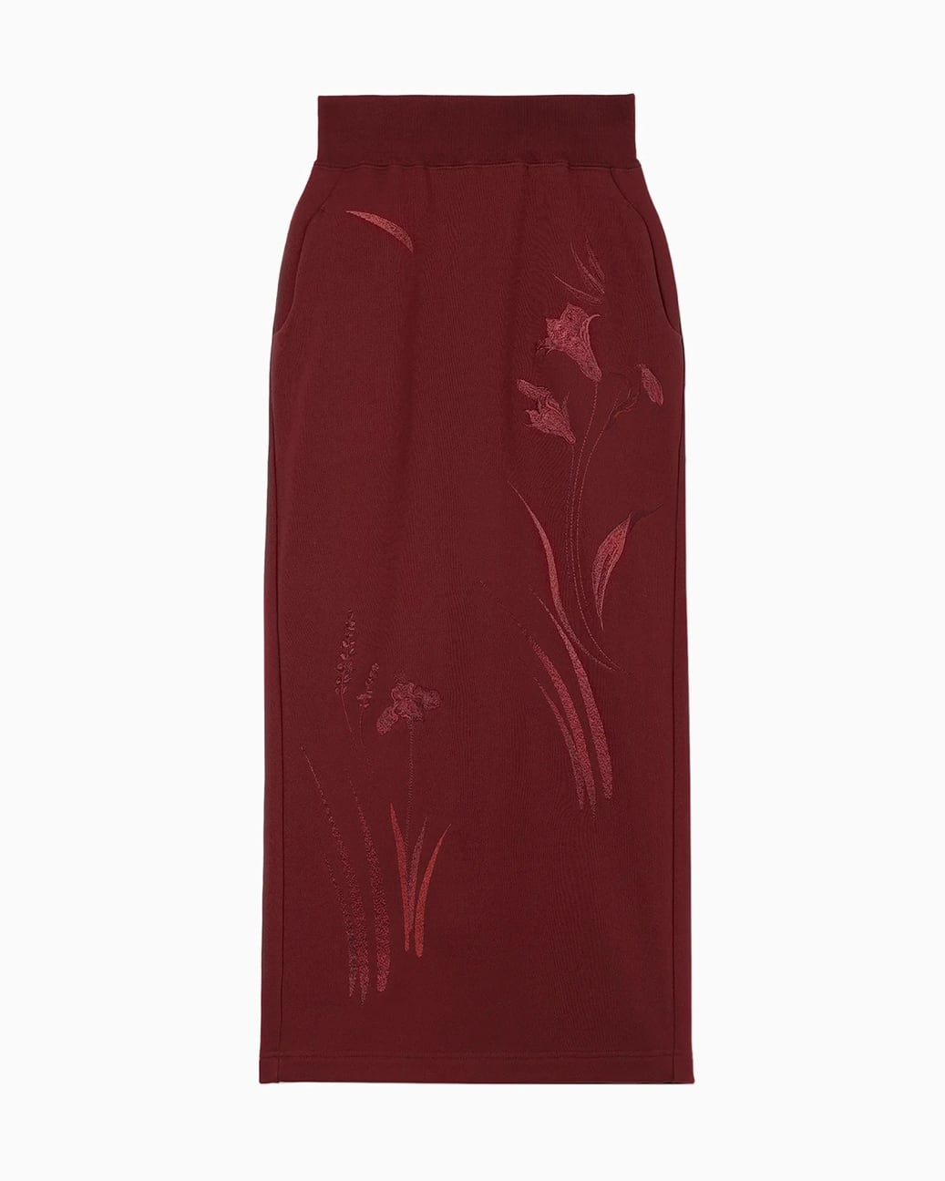 Mame Kurogouchi Floral Motif Embroidered Sweater Skirt | BASE