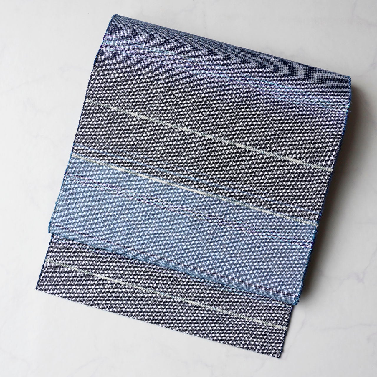 【なごや帯】青系 横段文 八寸なごや帯