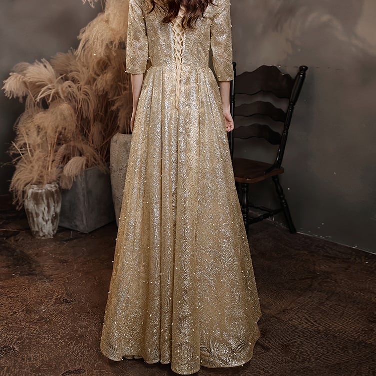 シャンパンゴールド イヴニングドレス D1126 | 演奏会・ステージ