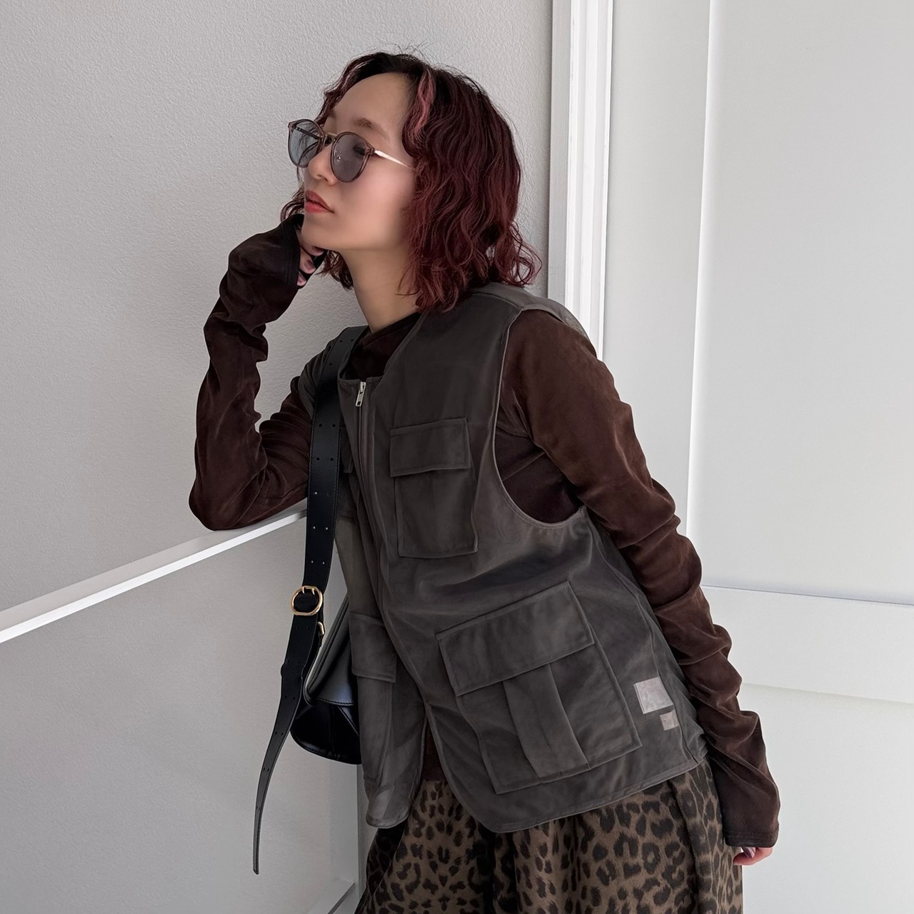 チュールシアーミリタリーvest/グレージュ