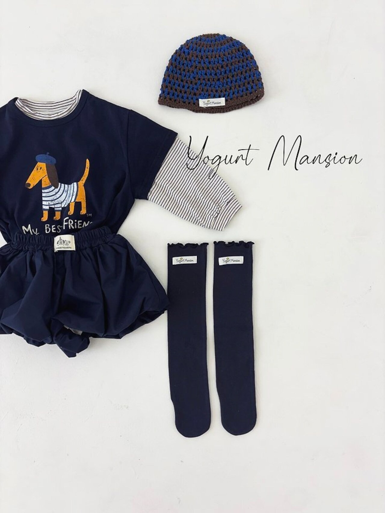 韓国子供服 / 26Autumn / 〖取寄〗Yogurt Mansion / ボンジュールT / キッズ服 *XS~JM*