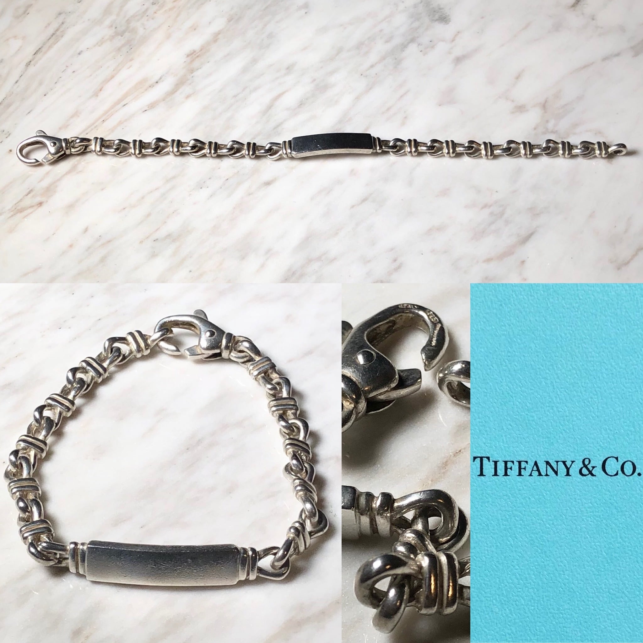 vintage TIFFANY knot link chain silver ID bracelet | NOIR ONLINE