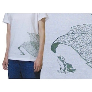 萬屋蛙商店　Tシャツ「葉脈蛙」葉柄バニラ　GSサイズ