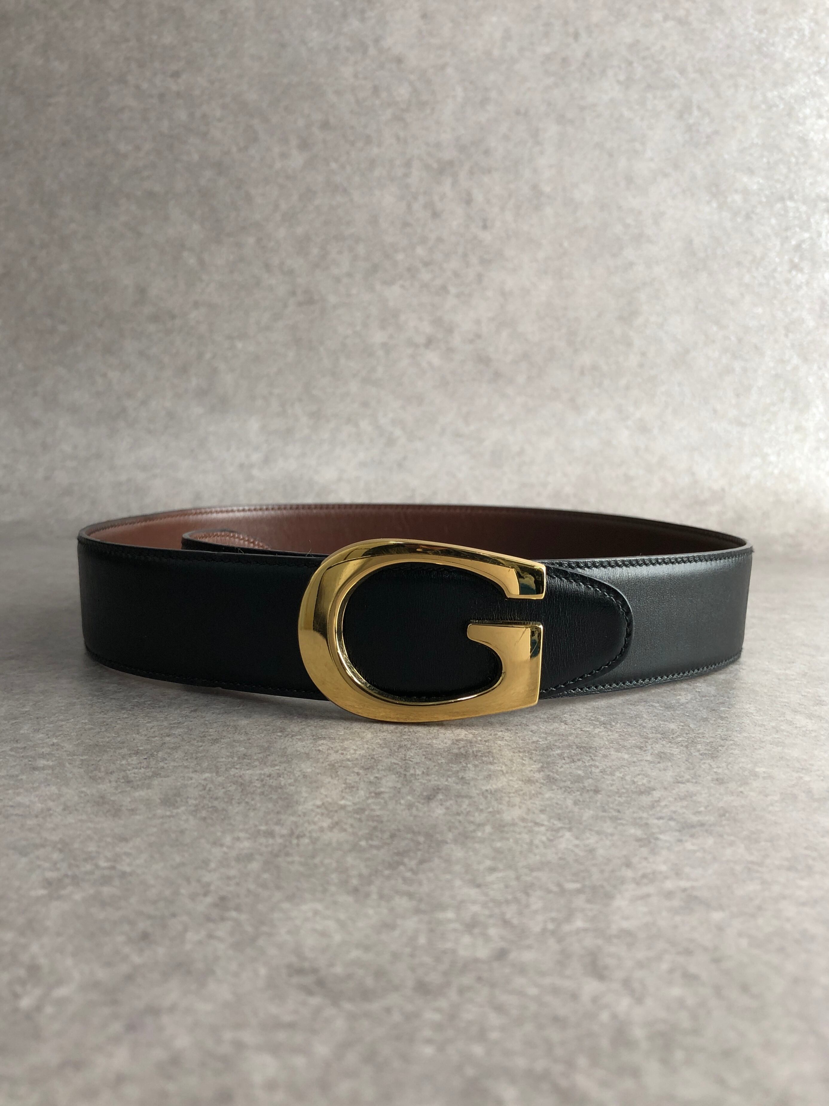 GUCCI グッチ ベルト ブラック Gモチーフ レザー vintage ヴィンテージ オールド s72urx