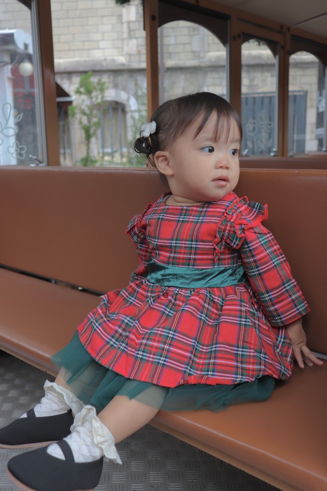 [即納100cm/110cm]Xmas check pattern dress