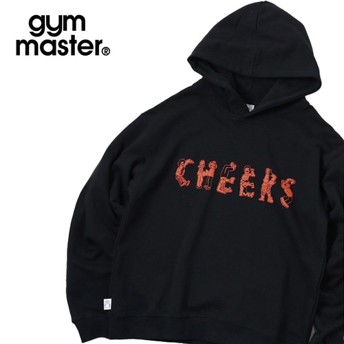 gym master ジムマスター 10.3oz CHEERS スウェット プルパーカー メンズ レディース プルオーバーパーカー ミニ裏毛 長袖 フード付き コットン100% カジュアル LOVE&PEACE G821732 ブラック