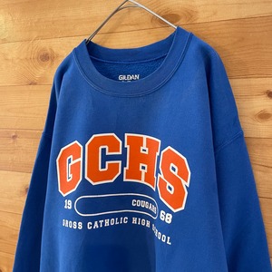 【GILDAN】高校 Gross Catholic High School ロゴ トレーナー プリント スウェット M  ギルダン US古着