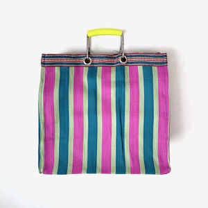 Recycled Plastic Stripe Bag Square PUEBCO｜リサイクル プラスチック ストライプ バッグ スクエア（ピンク／ブルー）