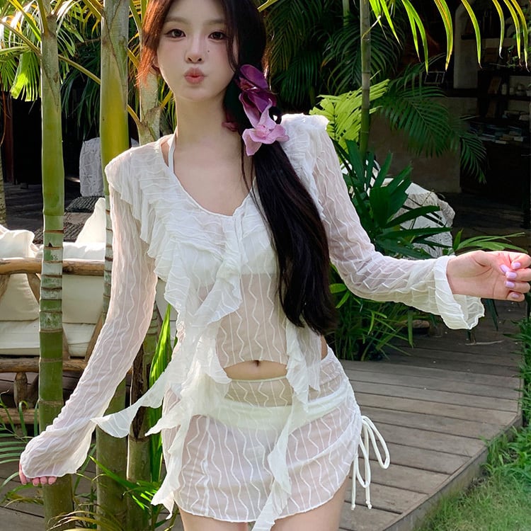 4点セット 水着 ホルターネック モノキニ ビキニ 可愛い 海 セクシー