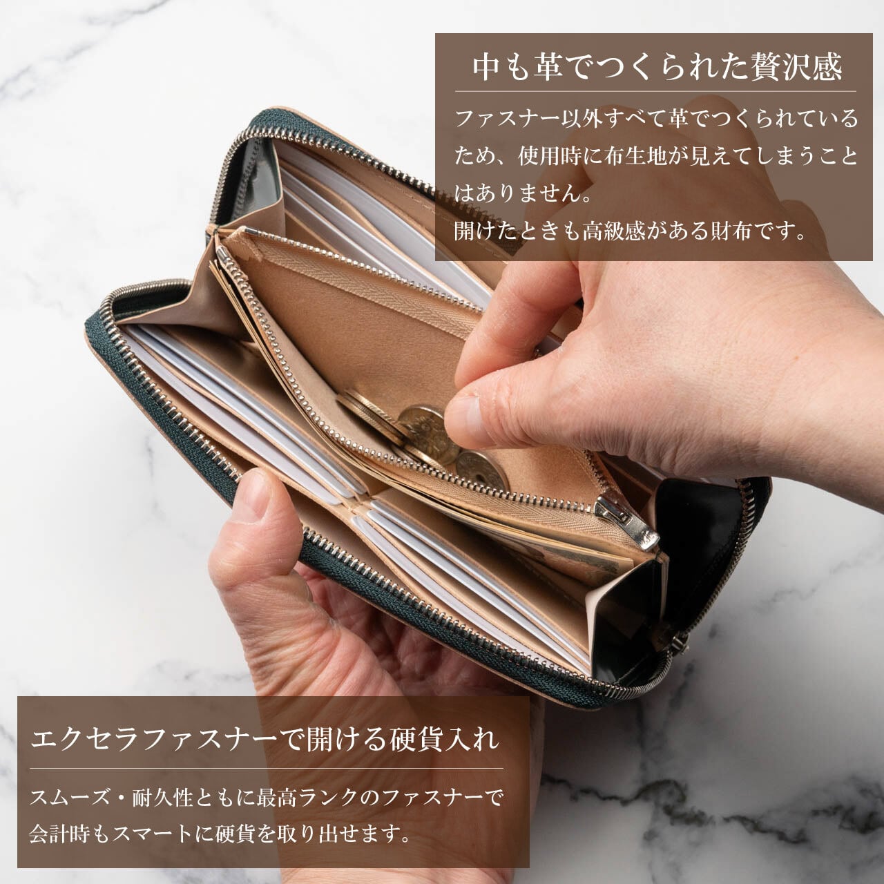 コードバン 長財布 メンズ 財布 新喜皮革 ラウンドファスナー ブランド