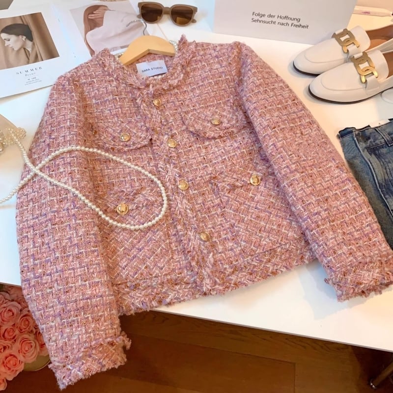 Rose gold tweed jacket M450 | Mbeaute