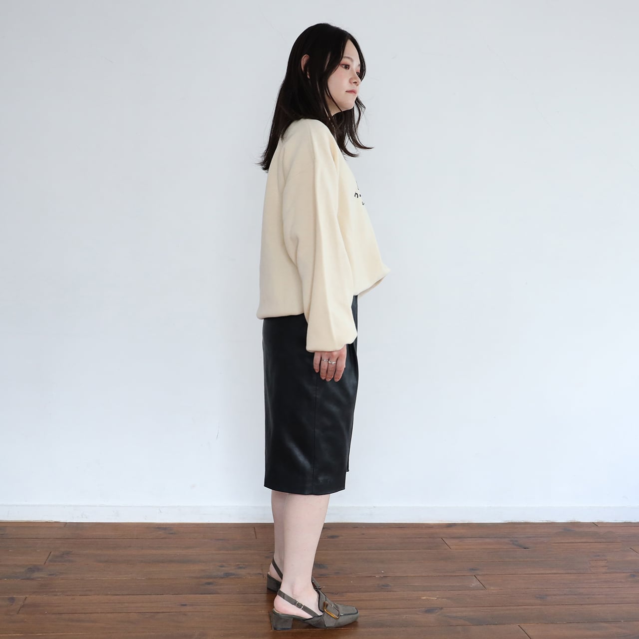 チェーン刺繍ウサニットスウェット/ホワイト（MK-514) | もくもく