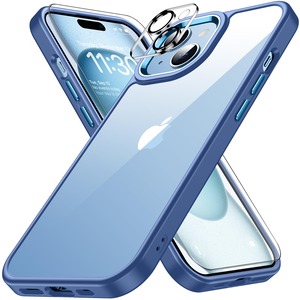 【在庫処分】iphone15 用 ケース ブルー 耐衝撃 カメラレンズ保護付き アイフォン15 用 ケース 米軍MIL規格 耐久性 黄ばみ防止 アイホン15 用 ケース ワイヤレス充電対応 対応 SGS認証 スマホケース カバー 6.1インチ XIWXI