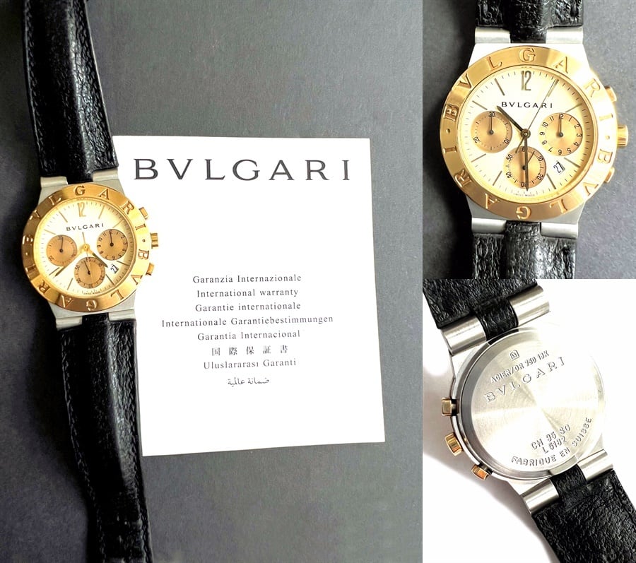 BVLGARI ブルガリ K18 YG ゴールド コンビ ディアゴノ クロノグラフ