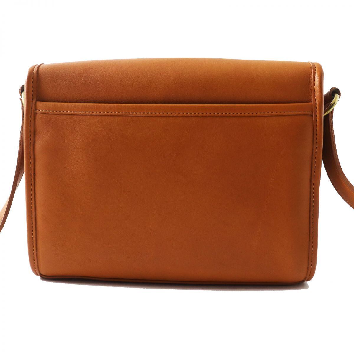 良品 COACH ショルダーバッグ レザー キャメル ターンロック 斜め掛け 