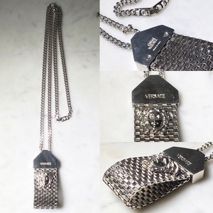 GIANNI VERSACE mesh & medusa pendant necklace
